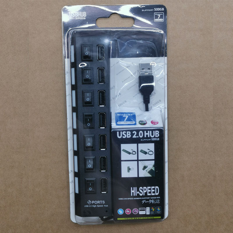 Estación de acoplamiento USB 2.0 con conmutador independiente, divisor y expansor hub 2.0 a 4 puertos