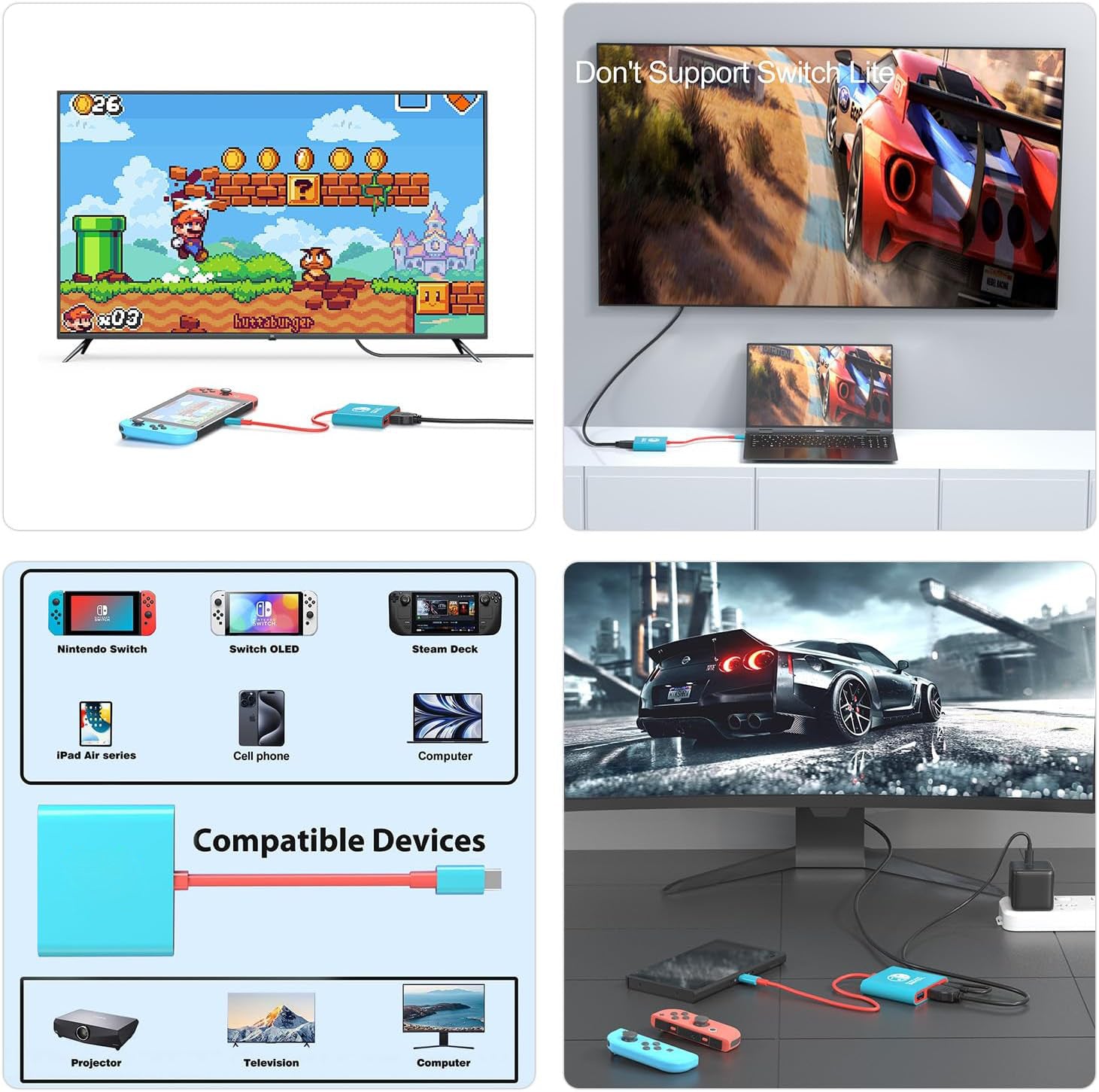 Estación de acoplamiento tipo Switch tres en uno Type-C para teléfono móvil, tableta, computadora y consola de juegos, convertidor USB, estación de acoplamiento 3 en 1