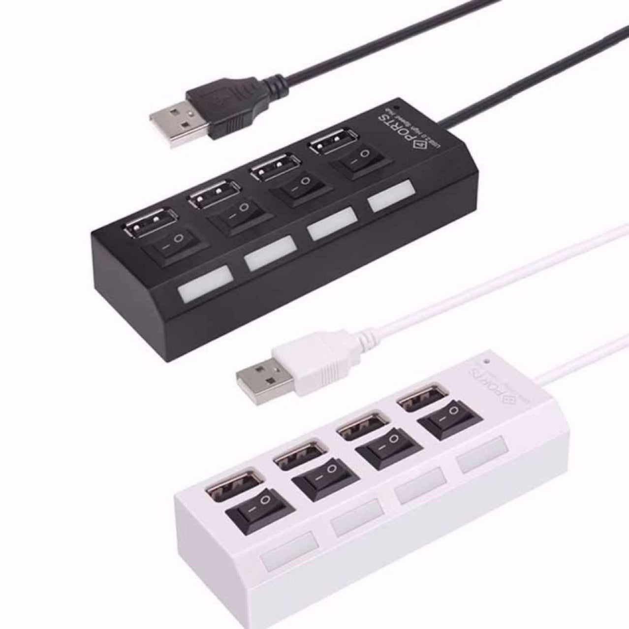 Estación de acoplamiento USB 2.0 con conmutador independiente, divisor y expansor hub 2.0 a 4 puertos