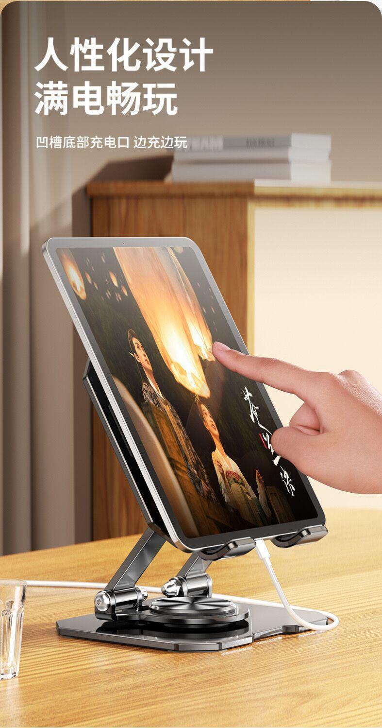 Soporte giratorio totalmente metálico para tablet para iPad, soporte para computadora tablet, soporte de oficina para teléfono móvil, dedicado para juegos y jugar juegos como PUBG