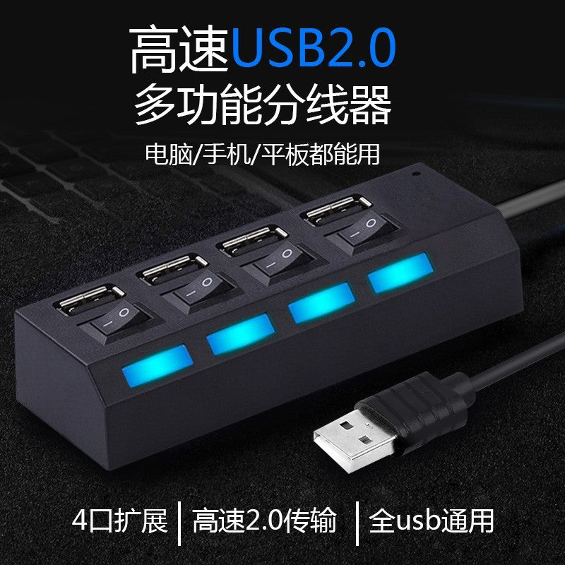 Estación de acoplamiento USB 2.0 con conmutador independiente, divisor y expansor hub 2.0 a 4 puertos
