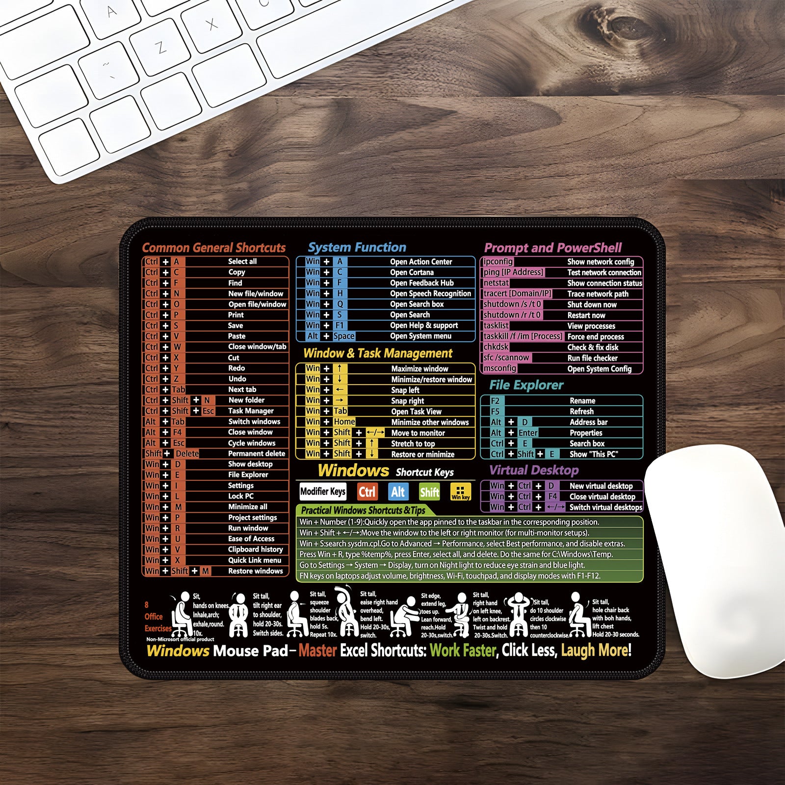 Teclas de acceso rápido de Excel en inglés, alfombrilla de ratón personalizada para oficina IP, computadora grande, cuaderno, alfombrilla especial pequeña para mesa