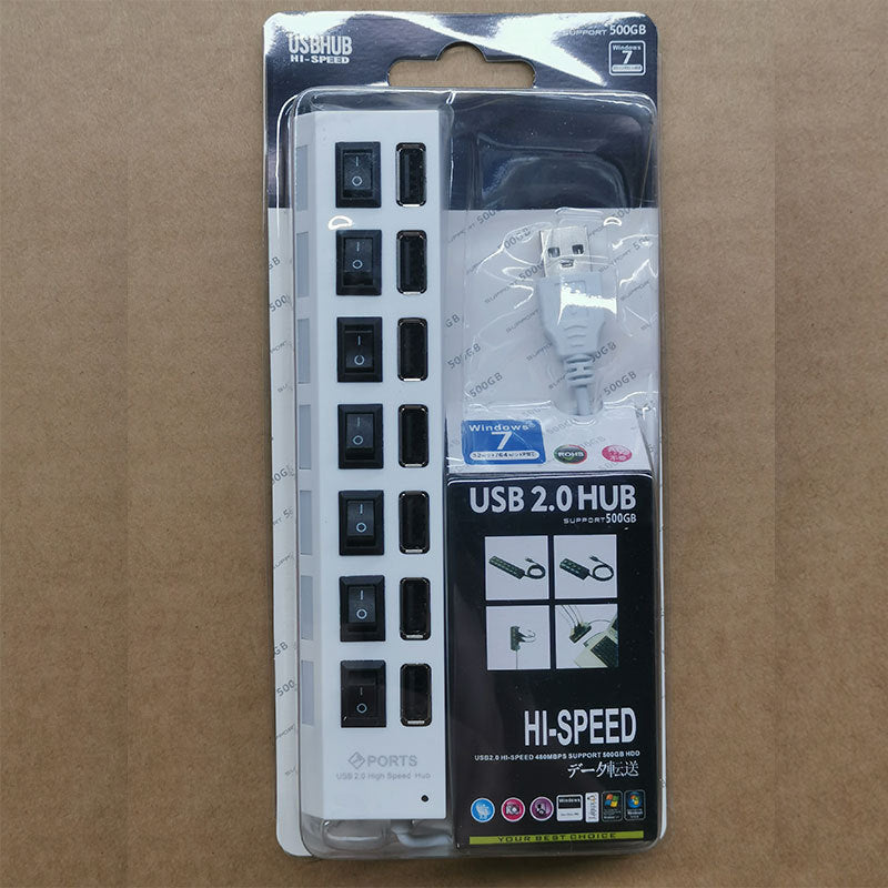 Estación de acoplamiento USB 2.0 con conmutador independiente, divisor y expansor hub 2.0 a 4 puertos