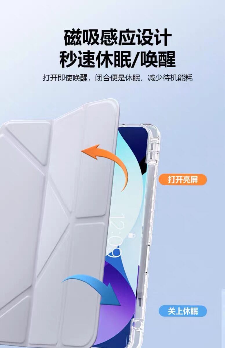 Funda protectora de iPad de 12ª generación 26, tipo 3+Y Air 8/7, acrílico 10,5, con ranura para lápiz anti-doblado, funda de 11ª generación con tarjeta trasera