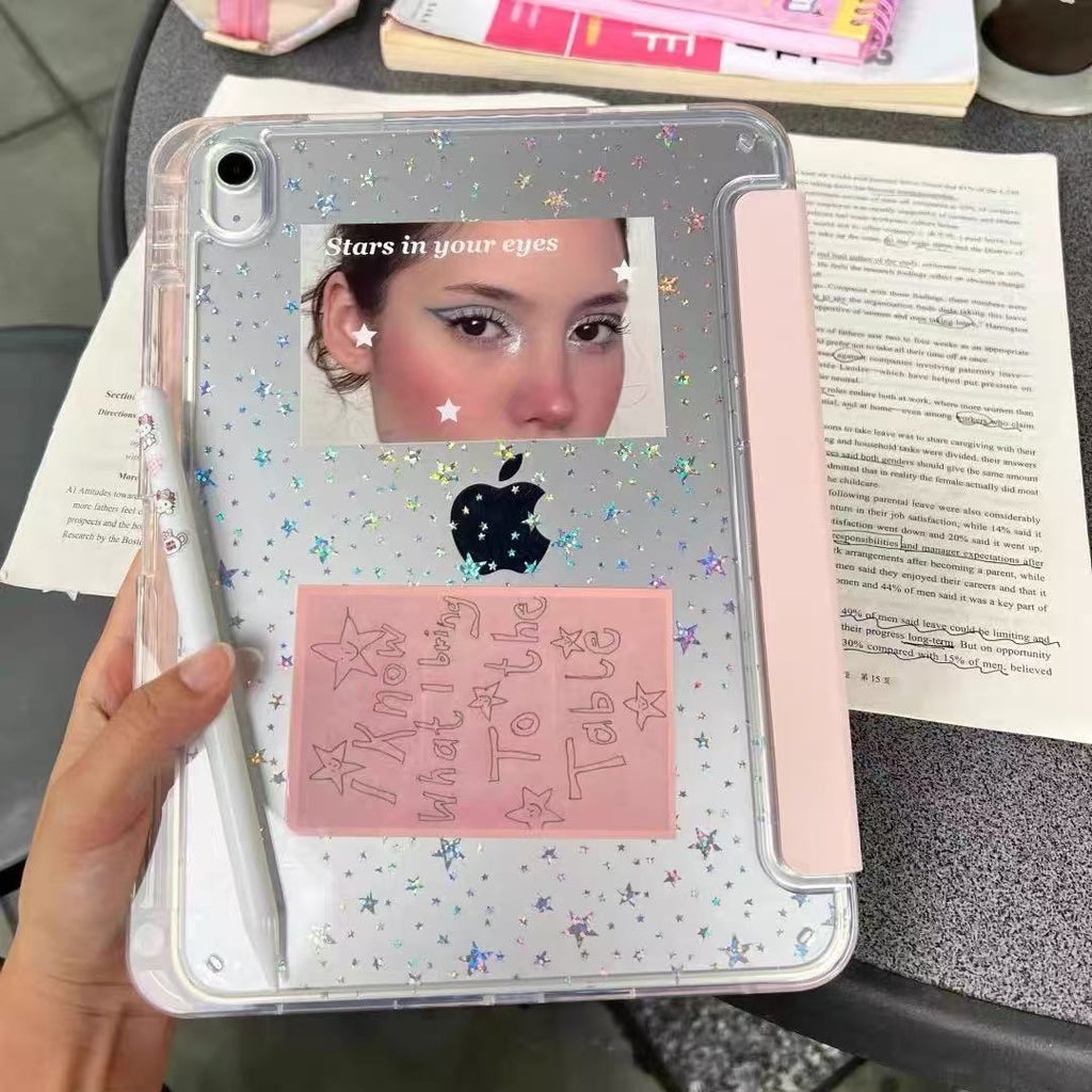 Funda protectora de iPad de 12ª generación 26, tipo 3+Y Air 8/7, acrílico 10,5, con ranura para lápiz anti-doblado, funda de 11ª generación con tarjeta trasera