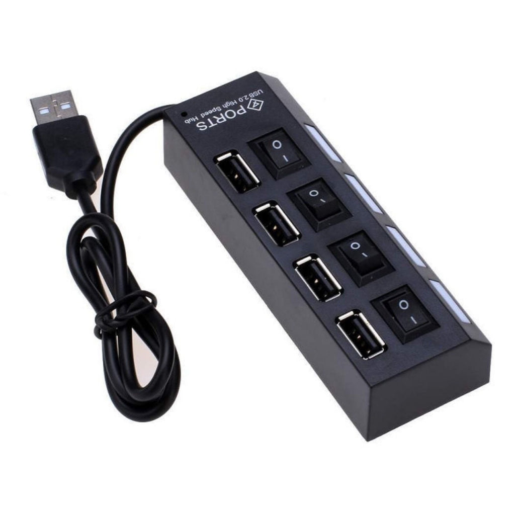 Estación de acoplamiento USB 2.0 con conmutador independiente, divisor y expansor hub 2.0 a 4 puertos