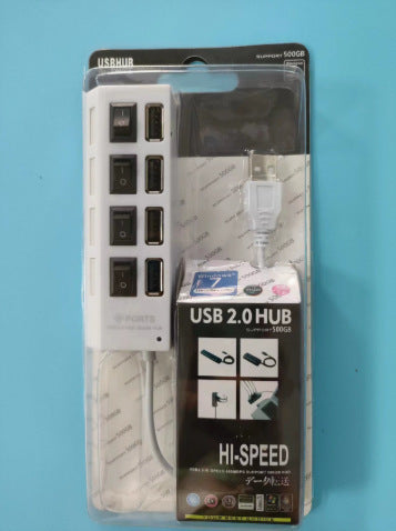 Estación de acoplamiento USB 2.0 con conmutador independiente, divisor y expansor hub 2.0 a 4 puertos